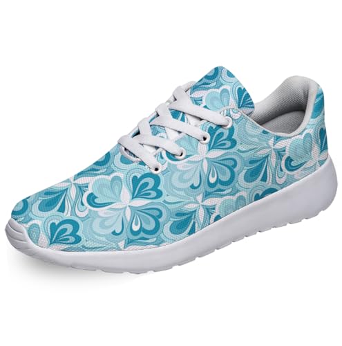 Women Men Doodle Floral Shoes Personalited 3D Print Running Shoes Athletic Tennis Sneakers White Size 11.5