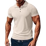 Polo de manga corta para hombre, diseño de color sólido, estilo clásico de cuello, ideal para negocios, uso casual y uso diario en el trabajo, caqui, L