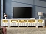 WAMPAT LED TV Stand for TVs up to 100 Inch, White Modern Entertainment Center for 80/85/90 inch TV...