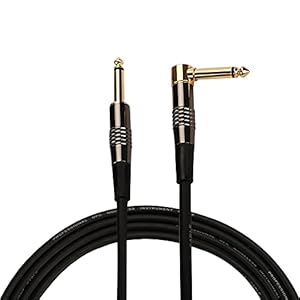 Rayzm Câble Guitare 3 mètres – Noiseless Guitare/Basse Lead, Câble D’instrument Mono Mâle TS 1/4 Jack Droit et Angle Droit – Jacks Connexion en Cuivre/Contacts Or