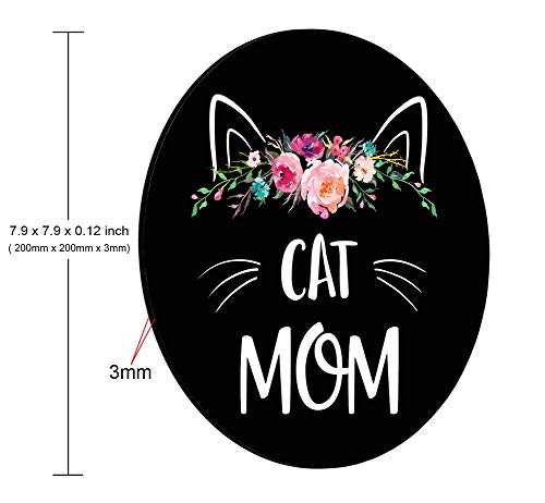 Smooffly Cat Mom Floral Design Round Gaming Mouse Pad Size 7.9 X 7.9 X 0.12 Inch #TOP2