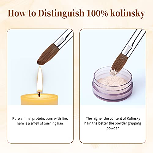 Yolife Acrylic Nail Art Brush Size 8, 100% Pure Kolinsky Sable Acrylic Nail Brush Set With Oval Crimped Red Wooden Handle Professional Manicure Pedicure For Diy Home Salon #TOP2