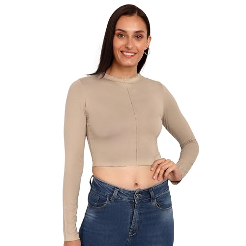 Image of ESPRESSO Women 95% Viscose / 5% Lycra Full Sleeve Round Neck Crop TOP Regular and Plus Size