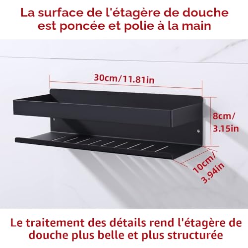 Étagère de douche sans perçage avec fixation adhésive puissante