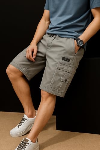 Image of INKKR Men Shorts || Men Shorts Cotton || Men Cargo Shorts Casual Comfort Breathable Knee Length Cotton Shorts