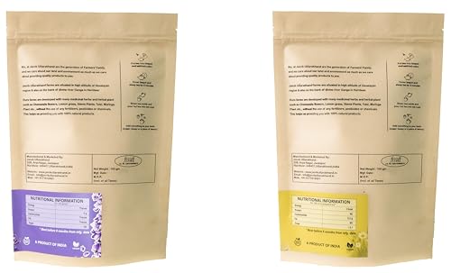 Image of Jaivik Uttarakhand - Lavender Flower Buds, Chamomile Tea (100g each), Unique Blend Crafted Loose Leaf For Chai Lovers Across India, Combo (Pack Of 2)