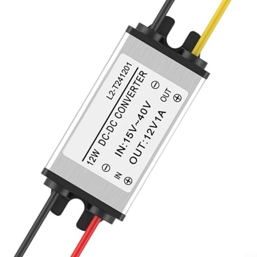 CWOQOCW Convertidor CC-CC de 24 V a 12 V, transformador de fuente de alimentación, módulo regulador de voltaje con carcasa de aluminio para camión, vehículo, coche, barco, sistema solar (1 A)