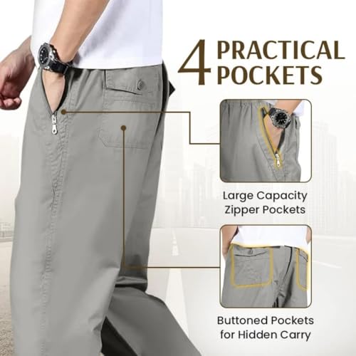 Easetactic Flex Fit Zipper-Pocket Durable Pants, Men's Cargo Pants Relaxed Fit with Elastic Waist4