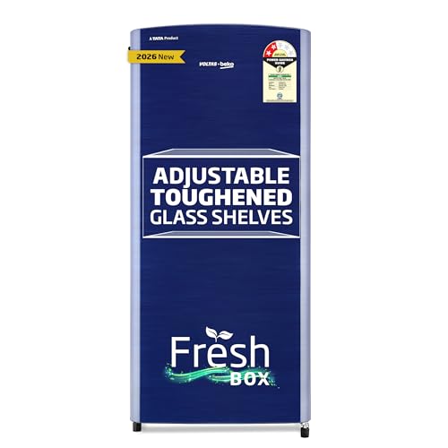 Image of Voltas Beko, A Tata Product 183 L, 2-Star Single Door Direct Cool Refrigerator with Fresh Box Technology (RDC215C / 2S0XER0M0000GO, Hairline Blue)