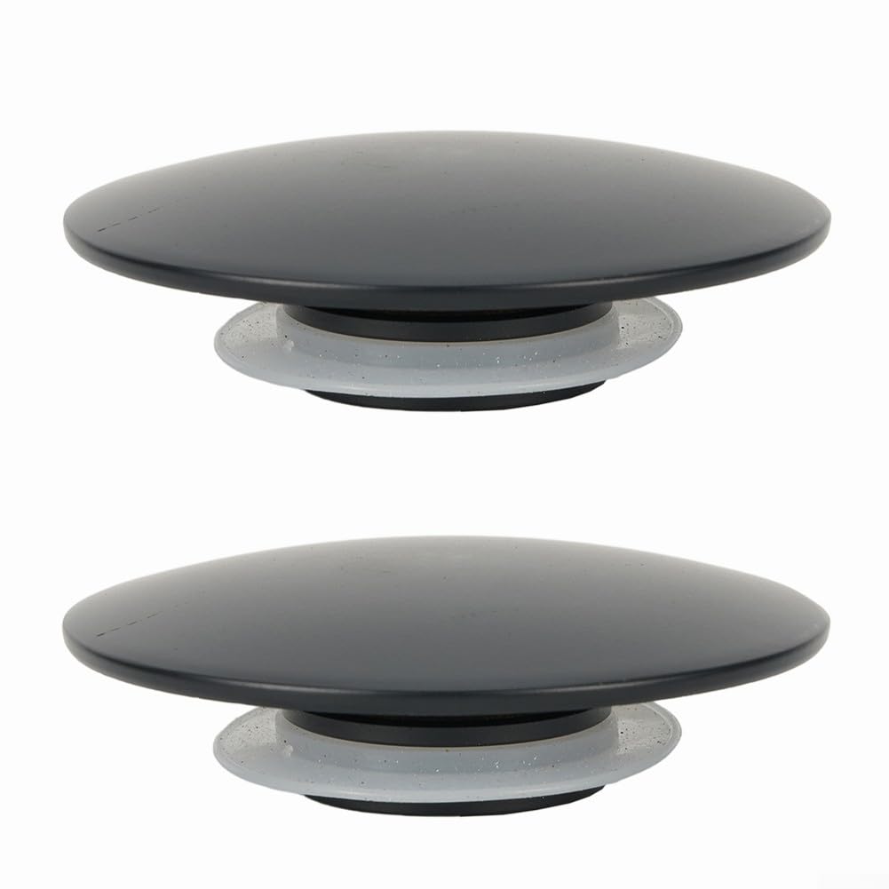EpheyFIF Basin Waste Sink Plug, 66mm Matte Black Basin Waste Plug, Pop Up Sink Push Button, Click Clack Plug for Bathroom Kitchen(2pcs)