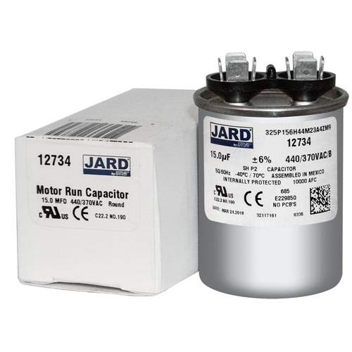 (2) Pack, 15 uF x 370 or 440 VAC - Jard # 12734 Round Dual Run Capacitor