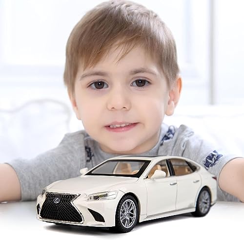 Image of 1 /32 Compatible for Lexus Ls500h Model Car, Zinc Alloy Pull Back Toy car with Sound and Light for Kids Boy Girl Gift-White