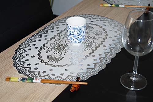 Ruwado Dessous de Table, napperons, napperons Brillants Argent Design élégant et Extravagant. Sets de Table en PVC lavables et résistants à la Chaleur - 30 x 45 cm Cover