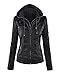 Produktbild Onsoyours Kapuzen Kunstleder Damen Jacke mit Reißverschluss Motorradjacke Bikerjacke Kapuzenjacke Übergangsjacke Ladies Oberbekleidung Schwarz 42