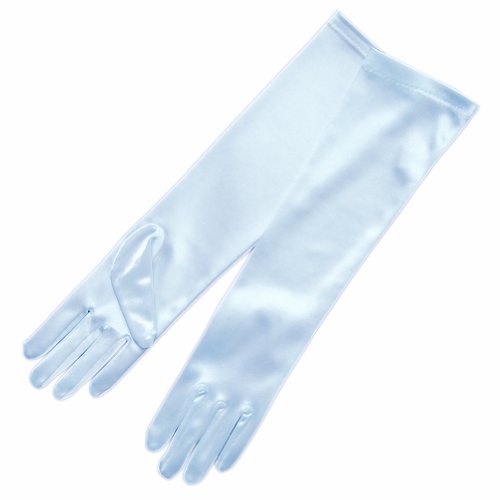 ZaZa Bridal Long Shiny Stretch Satin Dress Gloves For Girl 8BL-Light Blue/8-12yrs