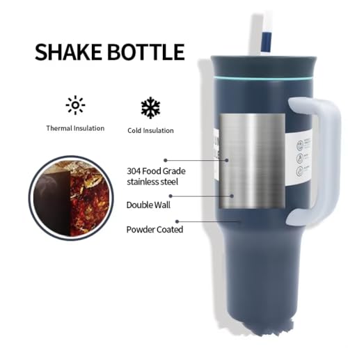 Image of HomeCloud 1200ml Insulated Coffee Tumbler with Lid - Double Wall Travel Mug for Hot & Cold Drinks, Leak-Proof, Durable, Portable, Stylish Stainless Steel Design (Dark Blue)