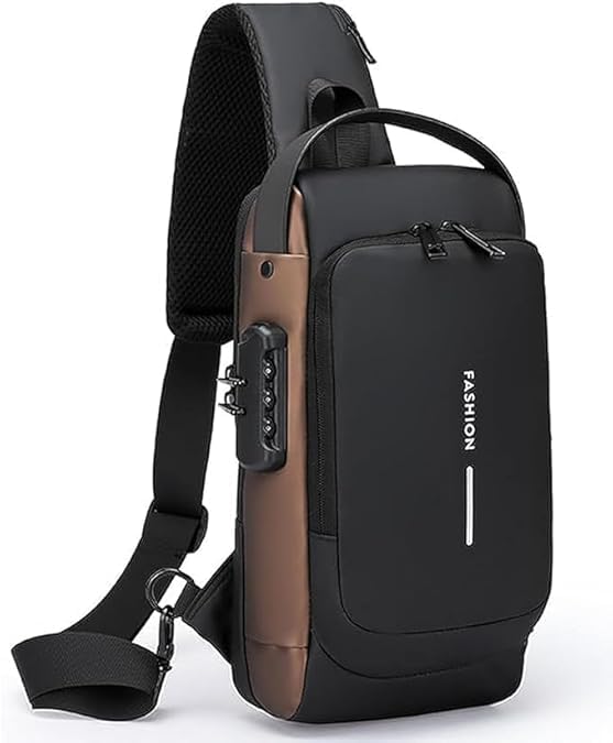 Sling Bag For Men Women Waterproof Slim Unisex Crossbody Sling Bag with USB Charging Port Chest Backpack Men's Shoulder Bag, Travel Handbag, Hard Shell Anti-Theft Bag