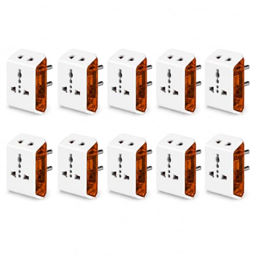 Image of PROSAC 6AMP Universal Multi Plug Adapter | 3-Pin Socket Converter | Supports 2-Pin & 3-Pin Plugs | Compact Electrical Adapter for Home, Office & Travel | Pack of 10