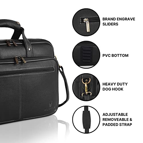 Image of WildHorn Classic Leather 15 inch Laptop Messenger Bag for Men I Office Bags I Travel Bags I Carry Handles with Adjustable Strap I DIMENSION: L- 15.5 inch H-11.5 inch W- 3.5 inch