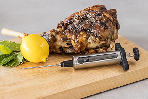 KitchenCraft MCINJSS Masterclass Meat Injector for Adding Flavour Marinades, Herbs, Seasoning and Sauces, Stainless Steel, Silver/Black