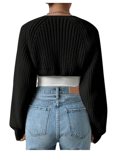 Image of GORGLITTER Women's Oversized Bolero Shrug Chunky Cardigans Cropped Sweater | Cropped White Cardigan Women, Oversized Cardigans, Shrugs, Bolero, Long Sleeve Short Cardigans for Women