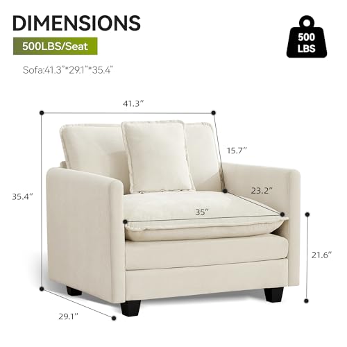 Sillón Plegable Chenille Beige miniatura 3