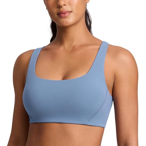Image of CRZ YOGA Butterlift Square Neck Sports Bras | Double Lined, Light Support, Non Padded, Yoga, Buttery Soft, V-Shaped Racerback, for Women