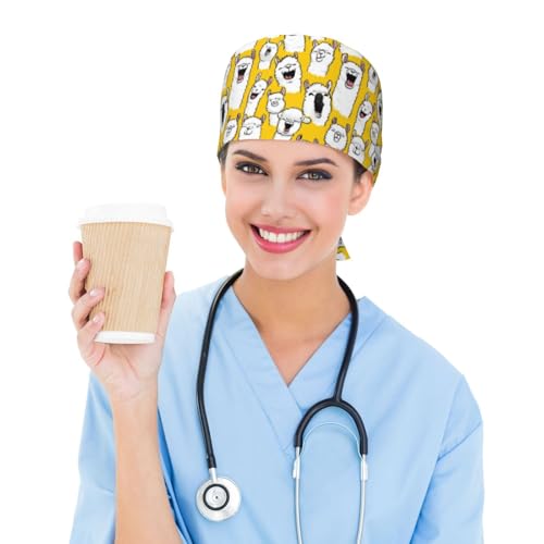 Image of Adjustable Scrub Cap with Sweatband, Breathable Working Hat for Men /Women