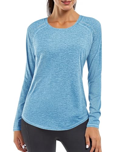 Gyabnw Sportshirt Langarm Damen Activewear T-Shirts UPF 50+ UV Langärmelig Wander Shirt Leicht UV Schutz Outdoor