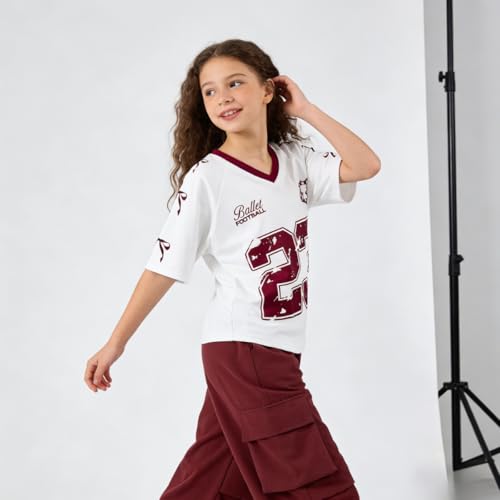 Image of Tween Girls Clothes Short Sleeve Graphic T-Shirt Top + Cargo Pants 2pcs Outfit Set, Size 7-15Years