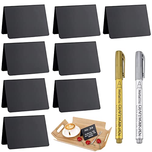 Demarsen Mini Tableau Noir 10*7.5 cm, 8 Pièces Mini Ardoise Craie Plastique, Mini Tableau Noir Table, Signes pour La Nourriture, pour Buffet, Mariage, Boulangerie, Fête, Price Tag