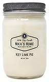 Nika's Home Key Lime Pie Soy Candle - 12oz Mason Jar - Non-Toxic - Hand Poured in The USA, Long Burning 50-60 Hours Highly Scented All Natural, Clean Burning
