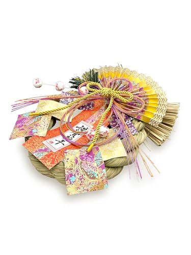 ［ 2026年 mamawrteth ］ しめ縄 お正月飾り 鈴蘭飾り 1個 フック付き 和柄 和モダン 紫色 パープル スズラン しめ飾り 玄関飾り 茅草 水引 迎春 縦30㎝×横28㎝×厚み6㎝ WR-LD-8357 (鈴蘭飾り 蓮) [3]