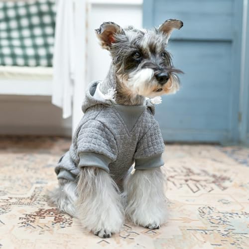 Image of BEAUTYZOO Dog Hoodies Sweater for Small Dogs,Waffle‑Like Laminated Pet Coat | Warm Dog Sweatshirt with Pocket & Leash Hole,Pullover Clothes for Girl Boy Dogs & Cats,Stretchy & Easy‑On‑Off,Chihuahua Puppy
