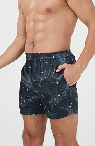 MANSPHIL 100% Mulberry Silk Boxer Short for Men, Fashion Printed Underwear Sleep Shorts Pajamas3