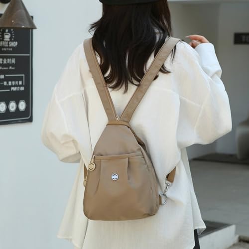 Vovtva Bag, Waterproof 2-Way Commuter Bag Large Capacity Multi-Compartment Double Zipper Large Capacity Chest Bags (Khaki,M)2