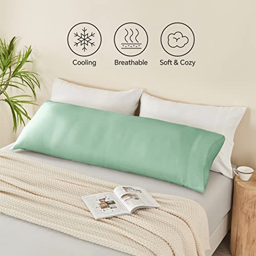 Image of BEDELITE Body Pillow Pillowcase, Rayon from Bamboo, Mint Green, 20 inchx54 inch | Cooling and Breathable Body Pillow Cover for Hot Sleepers & Night Sweats, Silky Soft Full Long Pillow Case, Envelope Closure