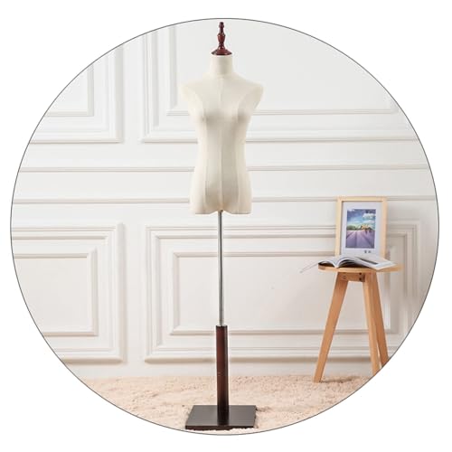 Female Adjustable Dress Form Mannequin Torso with Wooden Base, Height Adjustable for Wedding Dresses & Apparel Display, 2 Sizes (S/M)