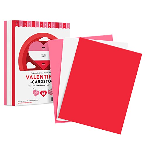 Valentine’s Colored Card Stock Paper, Red, Pink & White 8.5 X 11" Cardstock For Greetings, Gift Tags, Art & Crafts, Invitations & Announcements | 25 Red, 25 Pink, 50 White (100 Sheets Total) #TOP1
