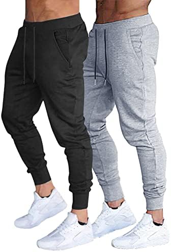 BUXKR Men’s Slim Joggers Workout Pants for Gym Running and Bodybuilding Athletic Bottom Sweatpants with Deep Pockets