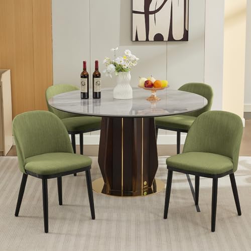 Garvee Wooden Dining Chairs Set of 4, Upholstered Kitchen Dining Room Chair, Modern Linen Fabric Farmhouse Dinner Chair with Leveling Feet/High Backre