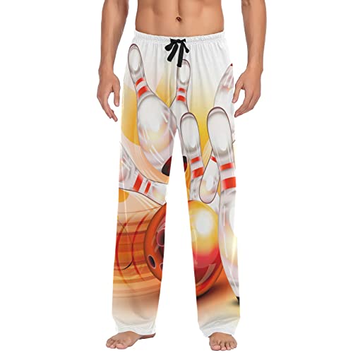 Ollabaky Pantalones de pijama para hombre, pantalones de dormir con bolsillos, Bola de bolos multi-, Medium