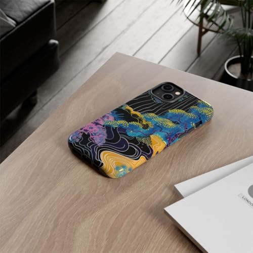 Coque résistante pour iPhone 14 Plus - Écrin brillant art abstrait bleu