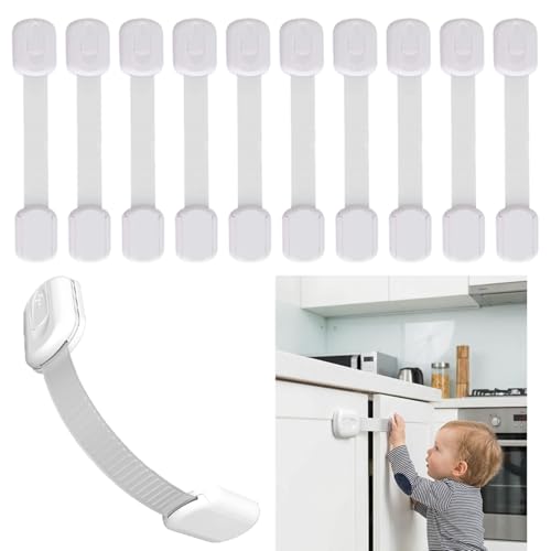 10 Pack Baby Proofing Cabinet Locks - No Drilling Required Child Proof Locks for Cabinets, Drawers Easy Installation Safety Reusable Childproof Cabinet Locks (Style 2) by TAEAFER - Used condition - US$7.91