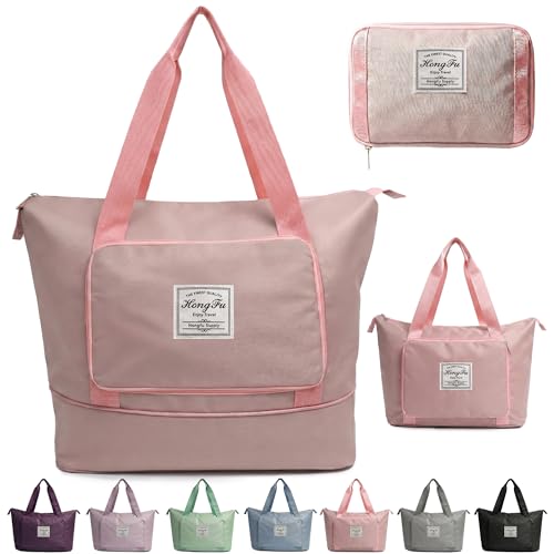 Image of CLAPONE 41 Litre Expandable Nylon Travel Bags for Women /Duffle Bags for Women Luggage /Foldable Vanity Travelling Handbags /Waterproof Hand Bag for Ladies Personal Items (Duffle Bag Pink)