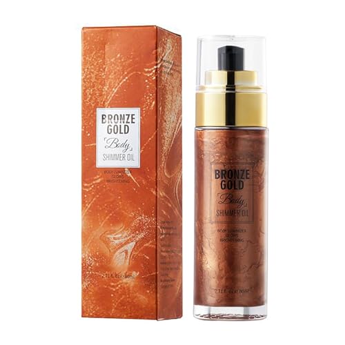 Shimmer Oil For Body Glow Face Luminizers Body Makeup Shiny Oils Waterproof Long Lasting Moisturizing Liquid Body Luminizer, Body Makeup Shine Oils Shimmering Body Glitter Oil(Ancient bronze gold)