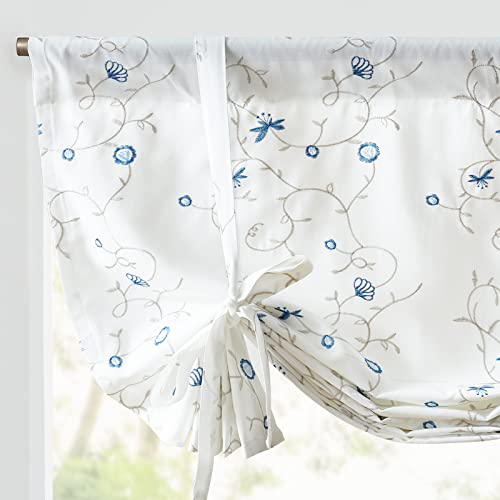 JINCHAN Floral Swag Valance for Windows 36 Inch Farmhouse 2 Panels Black