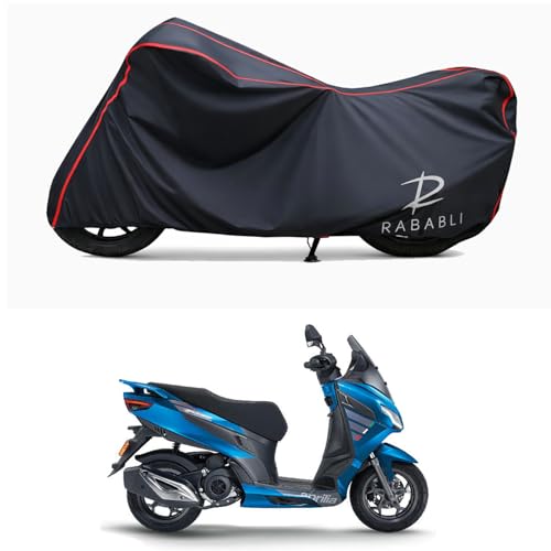 Image of Waterproof Bike Body Cover Compatible for | Aprilia SXR 125 | Taffeta Fabric, Red Piping Design, Bottom Elastic Fit | Dustproof, Sun UV & Rain Protection for All Bikes