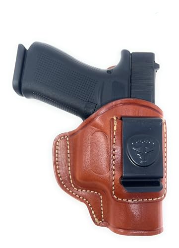 Cardini Leather USA - Right Handed Ultra Soft Leather IWB Holster CCW with Clip - for Taurus PT111, G2C, PT140, Glock 43 - for Hip, Appendix, Back