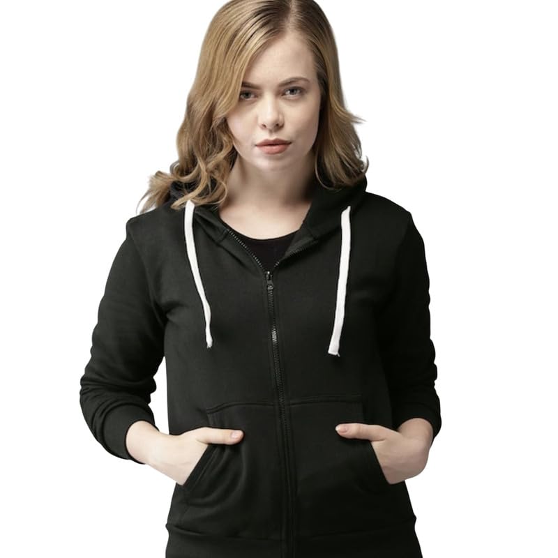 pinacolada Women's Hoodie for Casual Wear | Hooded Neck | Long Sleeve | Drawstring Closure | Cotton Sweatshirt Crafted with Comfort Fit for Everyday Wear | Black-picture-18